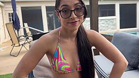 thick latina madison wilde rides stepbro outdoors in taboo creampie