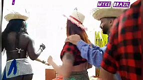 Wild Orgy at São João Festival with Fernanda Chocolate Nicole Romanoff Jeseph Britadeira Myke Brazil Sheer