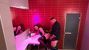 hidden cam catches teen fucking stranger creampie in nightclub public toilet