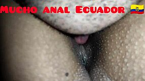he savors his ecuadorian wife's plump ass and pussy on all fours