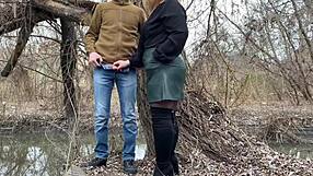 imagine your mother-in-law gripping your dick tight while you pee outdoors dirty fun