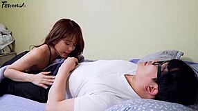 my friend's little korean sister gets wet sucking toes