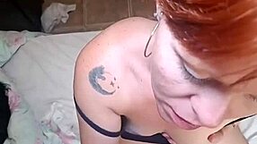 Redhead Webcam Slut Swallows Cousin's Cock, Spanked Ass, Cum in Mouth