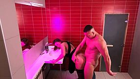 hidden cam catches teen fucking stranger creampie in nightclub public toilet