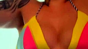 training alone in tiny thong bikini at beachfront gym got me dripping wet down my legs like ocean spray