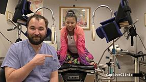 raya nguyen spreads shaved pussy in latex gloves backstage humiliation