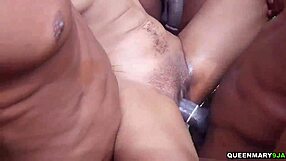 Two horny girls take on three monster cocks in wet pussy sex challenge close up