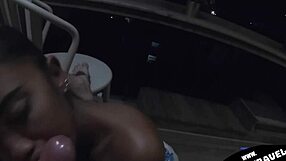 Petite Thai Girlfriend Sucks Horny Boyfriend's Cock on Balcony Before Swallowing Cum