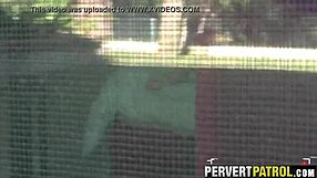 trashy tattoo slut sneaks outdoor fuck while spied on pov style