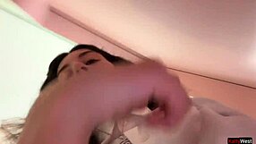 Friend Cums on Face in Cafe for Sperm Eating Public Cumwalk Flashing Skirt