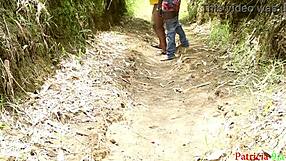 horny ebony aunty bent over outdoor for big black cock creampie doggystyle