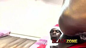 hey check out this cute ebony babe teasing daddy santa's cock