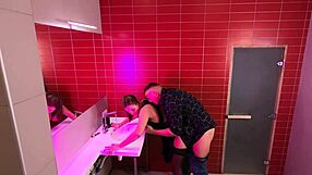 hidden cam catches teen fucking stranger creampie in nightclub public toilet