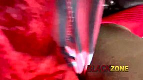 hey check out this cute ebony babe teasing daddy santa's cock