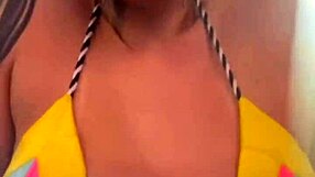 training alone in tiny thong bikini at beachfront gym got me dripping wet down my legs like ocean spray