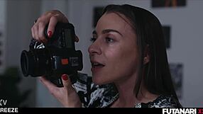 i froze time now this huge tits futa brunette fucks bound blonde hard