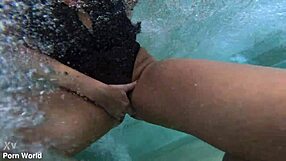 busty milf ania kinski turns sensual massage into oiled up dp threesome at pool