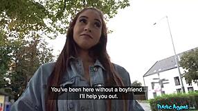 Public agent films beautiful celebrity lookalike sucking stranger's cock outdoors pov