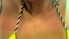 training alone in tiny thong bikini at beachfront gym got me dripping wet down my legs like ocean spray