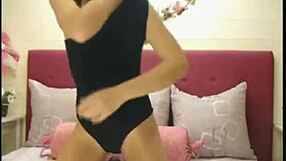 webcam girl dances on pillow in tight unitard shaking her ass