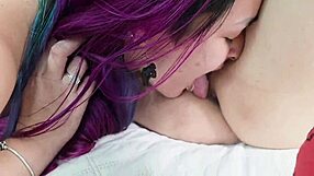 char aznable pounds big butt purple hair girl rimjob balloon tits cumload