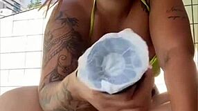 Neighbor Invites Me Poolside for Swollen Pussy Flashing Fun