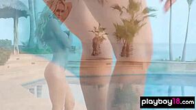 hey check out classy blonde milf jennifer vaughn stripping heels by pool
