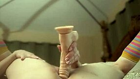 damn, horny fit milf's huge clit throbs while she slams curves on fat dildo hard..