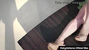 Mature Vicky Vette and Sunny Lane Lick Muff by Pool in Lingerie