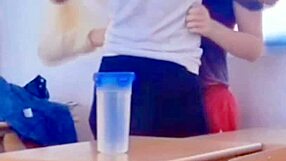 Vietnamese teen fucked doggystyle by classmate in classroom