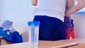 Vietnamese teen fucked doggystyle by classmate in classroom