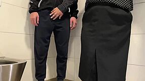 Curvy stepmom makes stepson explode cum in public toilet - what a dirty thrill!