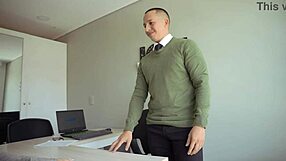 Seduced boss fucked hard office quickie for job