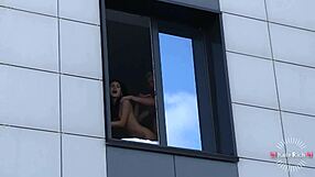 Hey, I'm fucking this skinny babe right in front of neighbors