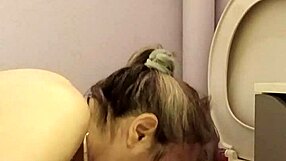 french milf slave bound bent over licks toilet while doggystyle spanked