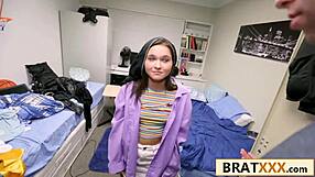 Tiny Teen Teased Hard By Towering Quarterback In Dorm Room Ride
