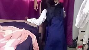 sexy petite 18yo stepdaughter kneels sucking stepdad's cock before tight pussy doggystyle interracial pounding