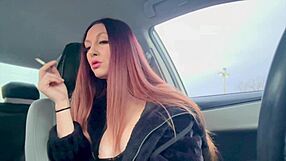 hey artemisia, those big tits look amazing while smoking in car