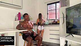 damn maid jumps on my cock bareback while wife is out creampie her big pussy