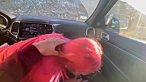 Watch This Asian Slut Deepthroat Huge Cock in Car for Cumshot!
