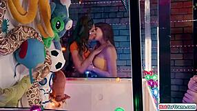 big shemale cock waits in the claw machine ready to grab