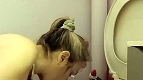 french milf slave bound bent over licks toilet while doggystyle spanked