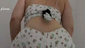 Latina in tight jeans shakes big ass and natural tits, daring you to peel off panties