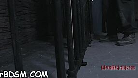 two beautiful european beauties compete in bound blowjob and rough tight pussy fucking game