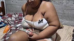 brazilian bbw futanari milf masturbates squirts milk from big natural tits