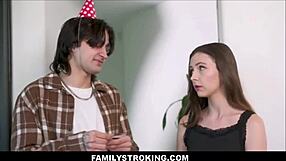 Brunette teen stepsister Serena Hill orgasms as stepbro Elias Cash uses her fuck doll pussy