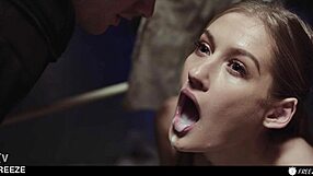 blonde fuck doll tiffany tatum frozen bent over taking creampie mouthfuls