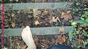 German Nylon Pantyhose Flashing in Outdoor Forest Feet Fetish Walk