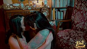 kira queen and misha cross get nasty sexy on xmas with big tits