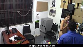 Stern officer rams cavity search into shoplifter's holes roughly